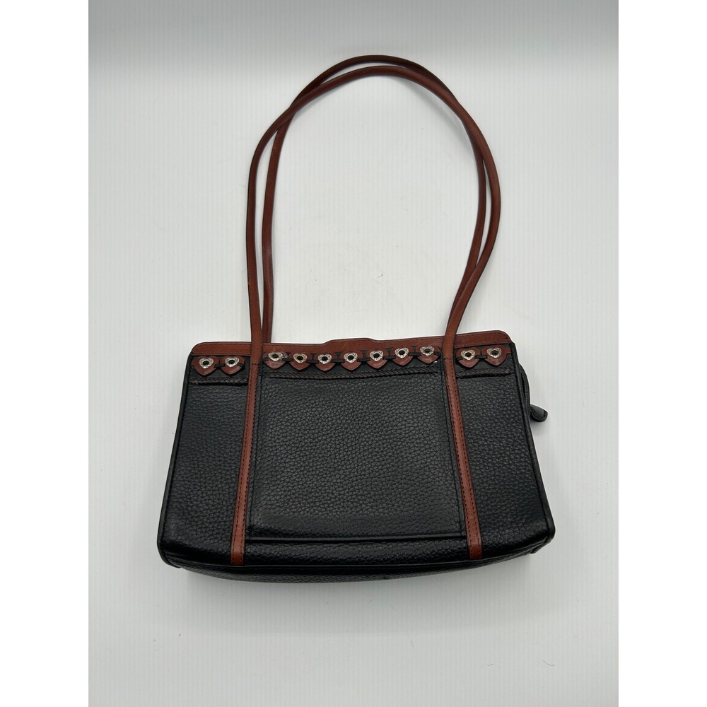 Brighton Shoulder Bag Women Small Black Brown Heart Studded Pebble Leather Purse